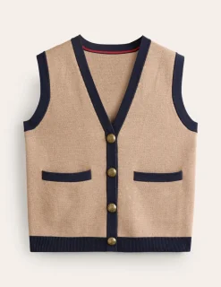 Sweaters & Cardigans-Boden Holly Knitted Waistcoat-Camel Melange CamelMelange
