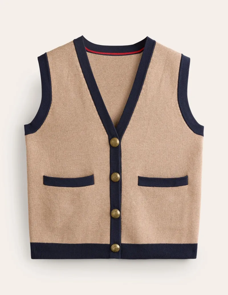 Sweaters & Cardigans-Boden Holly Knitted Waistcoat-Camel Melange CamelMelange
