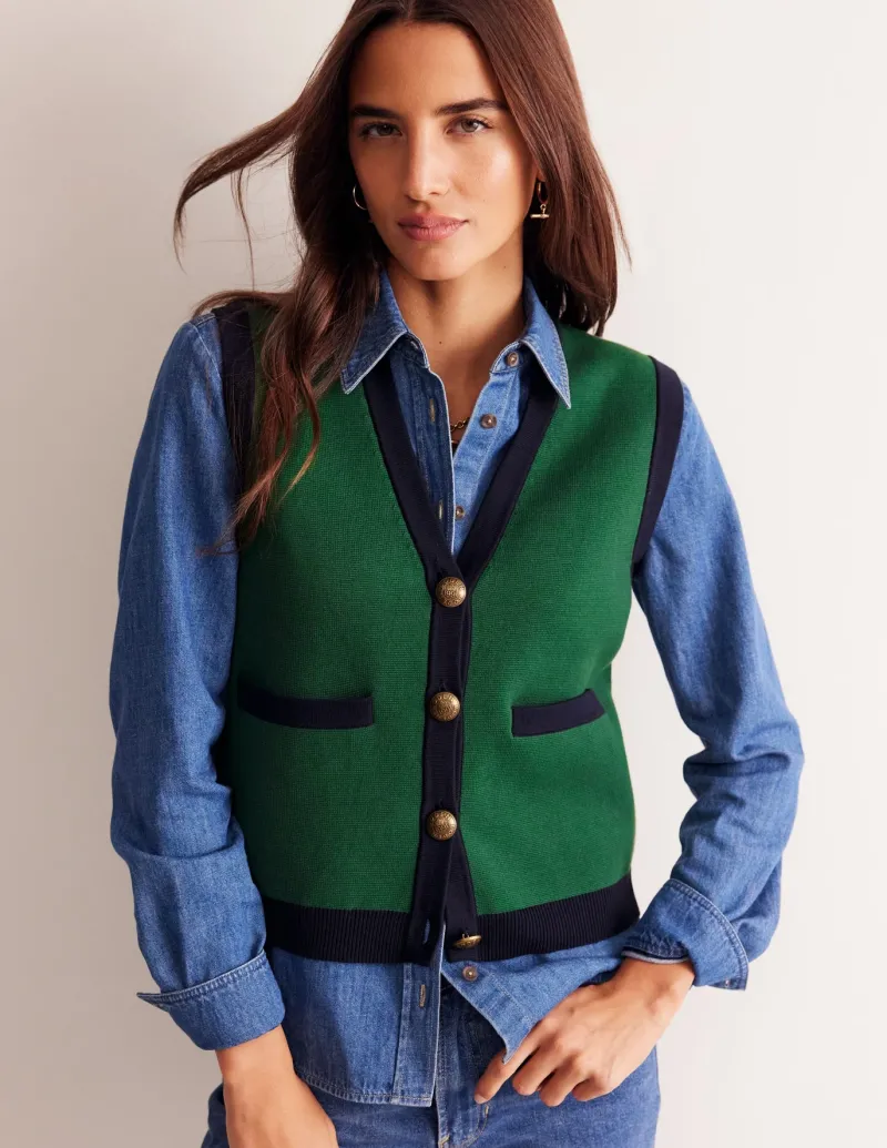 Sweaters & Cardigans-Boden Holly Knitted Waistcoat-Eden Green EdenGreen