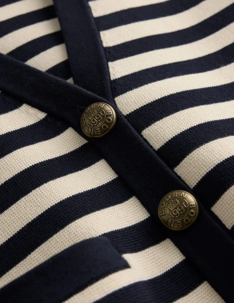 Sweaters & Cardigans-Boden Holly Knitted Waistcoat-Navy and Ivory Stripe NavyandIvoryStripe