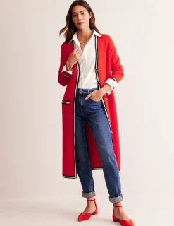 Sweaters & Cardigans-Boden Holly Longline Knitted Jacket-Hot Pepper Red HotPepperRed