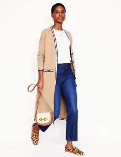 Sweaters & Cardigans-Boden Holly Longline Knitted Jacket-Camel Melange CamelMelange