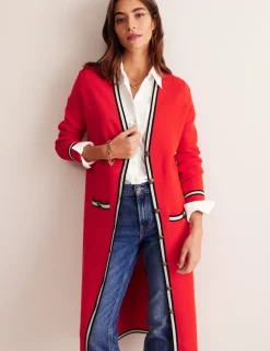 Sweaters & Cardigans-Boden Holly Longline Knitted Jacket-Hot Pepper Red HotPepperRed