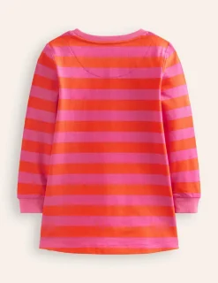 Dresses-Boden Ida Sweatshirt Appliqué Dress-Vibrant Pink/Terracotta Ghosts VibrantPink/TerracottaGhosts