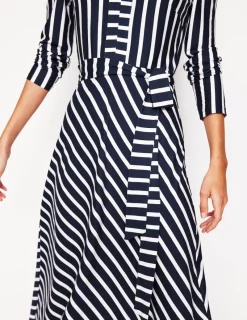 Dresses & Jumpsuits | Midi-Boden Imogen Collared Jersey Dress-French Navy and Ivory Stripe FrenchNavyandIvoryStripe