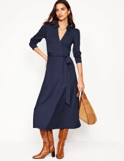 Dresses & Jumpsuits | Midi-Boden Imogen Collared Jersey Dress- Navy