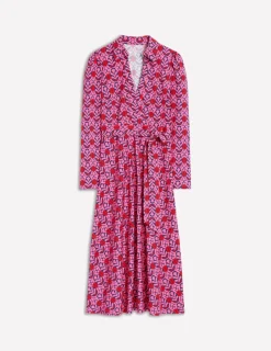 Dresses & Jumpsuits | Midi-Boden Imogen Collared Jersey Dress-Sorbet Pink, Leaf Terrace SorbetPink,LeafTerrace