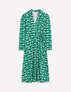 Dresses & Jumpsuits | Midi-Boden Imogen Collared Jersey Dress-Grass, Janet and Friends Grass,JanetandFriends