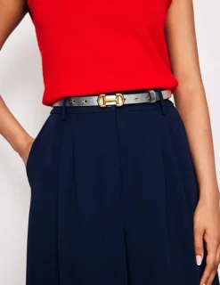 Belts-Boden Iris Skinny Snaffle Trim Belt- Silver