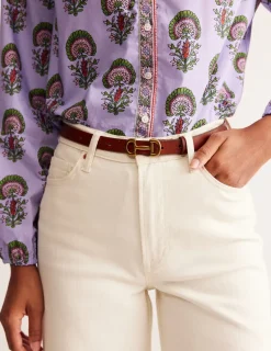 Belts-Boden Iris Skinny Snaffle Trim Belt- Tan