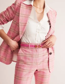 Belts-Boden Iris Skinny Snaffle Trim Belt-Tickled Pink Suede TickledPinkSuede
