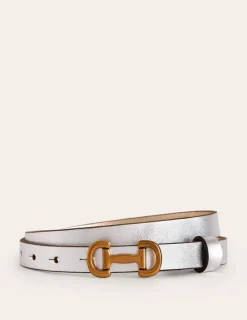 Belts-Boden Iris Skinny Snaffle Trim Belt- Silver