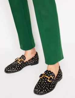 Suits & Tailoring | Flats-Boden Iris Snaffle Loafers-Black and Camel Spot BlackandCamelSpot