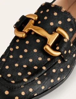 Suits & Tailoring | Flats-Boden Iris Snaffle Loafers-Black and Camel Spot BlackandCamelSpot