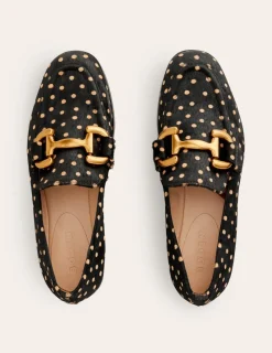 Suits & Tailoring | Flats-Boden Iris Snaffle Loafers-Black and Camel Spot BlackandCamelSpot