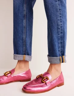 Suits & Tailoring | Flats-Boden Iris Snaffle Loafers-Bright Pink Metallic leather BrightPinkMetallicleather