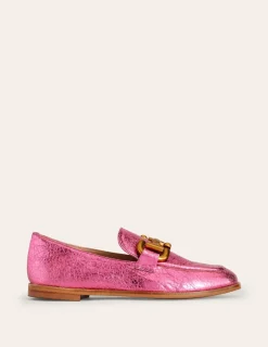 Suits & Tailoring | Flats-Boden Iris Snaffle Loafers-Bright Pink Metallic leather BrightPinkMetallicleather