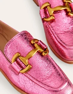 Suits & Tailoring | Flats-Boden Iris Snaffle Loafers-Bright Pink Metallic leather BrightPinkMetallicleather