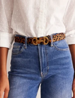 Belts-Boden Iris Snaffle-Trim Leather Belt- Leopard