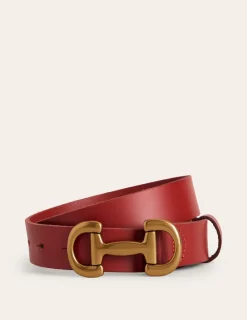 Belts-Boden Iris Snaffle-Trim Leather Belt- Red