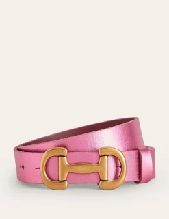 Belts-Boden Iris Snaffle-Trim Leather Belt-Pink Peacock Metallic PinkPeacockMetallic