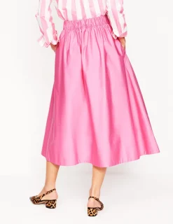 Skirts-Boden Isabella Cotton Sateen Skirt-Sorbet Pink SorbetPink