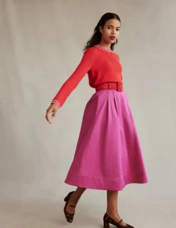 Skirts-Boden Isabella Cotton Sateen Skirt-Rose Violet RoseViolet