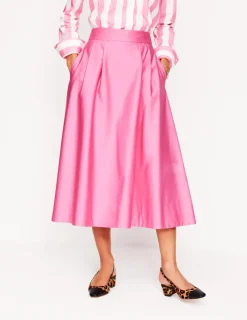 Skirts-Boden Isabella Cotton Sateen Skirt-Sorbet Pink SorbetPink