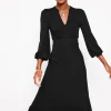 Petite Dresses | Midi-Boden Ivy Smocked Midi Dress- Black
