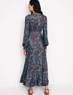 Petite Dresses | Midi-Boden Ivy Smocked Midi Dress-Blue Grass, Paisley Cascade BlueGrass,PaisleyCascade