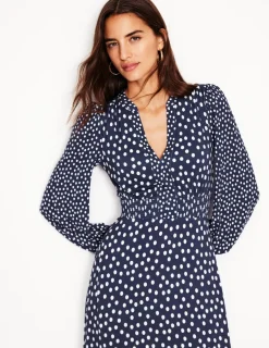 Dresses & Jumpsuits | Midi-Boden Ivy Smocked Midi Dress-College Navy, Abstract Dot CollegeNavy,AbstractDot