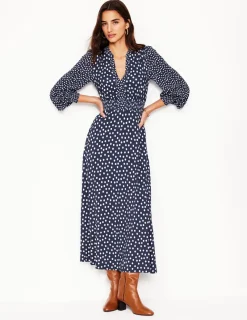 Dresses & Jumpsuits | Midi-Boden Ivy Smocked Midi Dress-College Navy, Abstract Dot CollegeNavy,AbstractDot