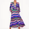 Petite Dresses | Midi-Boden Ivy Smocked Midi Dress-Multi, Abstract Wave Multi,AbstractWave