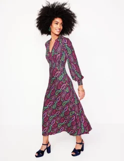 Petite Dresses | Midi-Boden Ivy Smocked Midi Dress-Multi, Illustrated Paisley Multi,IllustratedPaisley