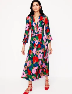 Petite Dresses | Midi-Boden Ivy Smocked Midi Dress-Multi, Painterly Meadow Multi,PainterlyMeadow