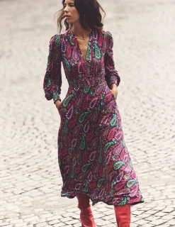 Petite Dresses | Midi-Boden Ivy Smocked Midi Dress-Multi, Illustrated Paisley Multi,IllustratedPaisley