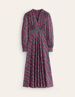 Petite Dresses | Midi-Boden Ivy Smocked Midi Dress-Multi, Illustrated Paisley Multi,IllustratedPaisley