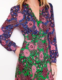 Petite Dresses | Midi-Boden Ivy Smocked Midi Dress-Rich Emerald, Ornate Bud RichEmerald,OrnateBud