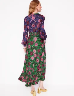 Petite Dresses | Midi-Boden Ivy Smocked Midi Dress-Rich Emerald, Ornate Bud RichEmerald,OrnateBud