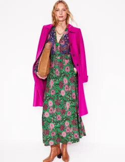 Petite Dresses | Midi-Boden Ivy Smocked Midi Dress-Rich Emerald, Ornate Bud RichEmerald,OrnateBud