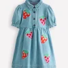 Dresses-Boden Izzy Denim Shirt Dress-Mid Vintage Denim Strawberry MidVintageDenimStrawberry