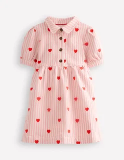 Dresses-Boden Izzy Denim Shirt Dress-Vanilla/Bubblegum Hearts Vanilla/BubblegumHearts