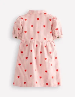 Dresses-Boden Izzy Denim Shirt Dress-Vanilla/Bubblegum Hearts Vanilla/BubblegumHearts