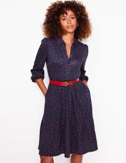 Petite Dresses | Short-Boden Jemima Tiered Jersey Dress-Rouge, Sparse Spot Rouge,SparseSpot