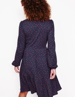 Petite Dresses | Short-Boden Jemima Tiered Jersey Dress-Rouge, Sparse Spot Rouge,SparseSpot