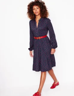 Petite Dresses | Short-Boden Jemima Tiered Jersey Dress-Rouge, Sparse Spot Rouge,SparseSpot