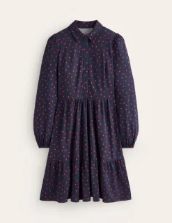 Petite Dresses | Short-Boden Jemima Tiered Jersey Dress-Rouge, Sparse Spot Rouge,SparseSpot
