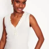 Nightwear & Lougewear-Boden Jersey Henley Pajama Vest- Ivory