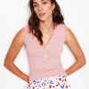Nightwear & Lougewear-Boden Jersey Henley Pajama Vest-Light Pink Marl LightPinkMarl