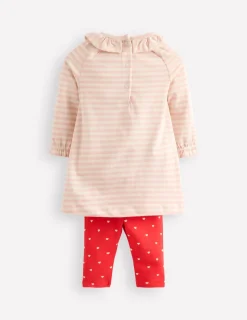 Playsuits & Rompers-Boden Jersey Logo Dress Set-Chalk Pink Bunnies ChalkPinkBunnies